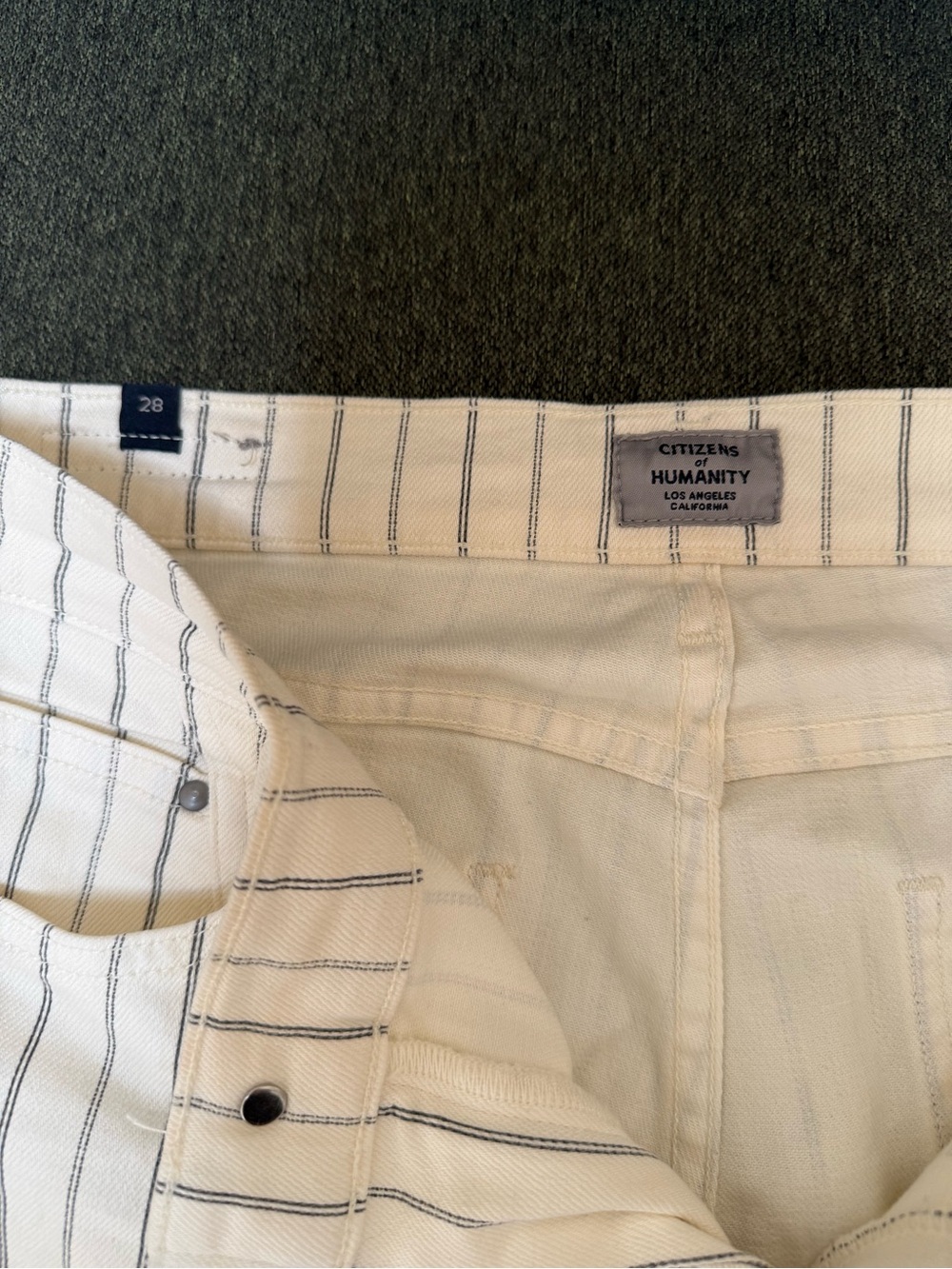 Citizens Of Humanity White Jeans with Gray Pinstripes - Picture 2 of 5